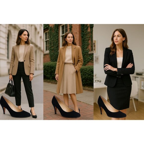 Salvatore Ferragamo Women's Black Suede Pumps 5.5B | Quiet Luxury Old Money - Picture 1 of 10